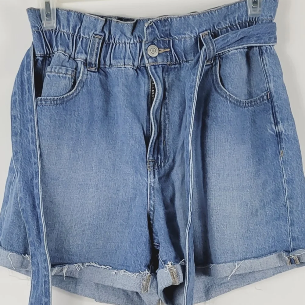 AEROPOSTALE High Rise Paperbag Jean Shorts Size 8 - Picture 6 of 8